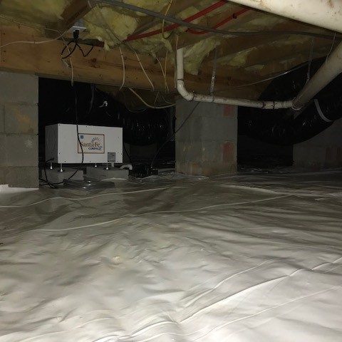 10 mil vapor barrier with SantaFe dehumidifier